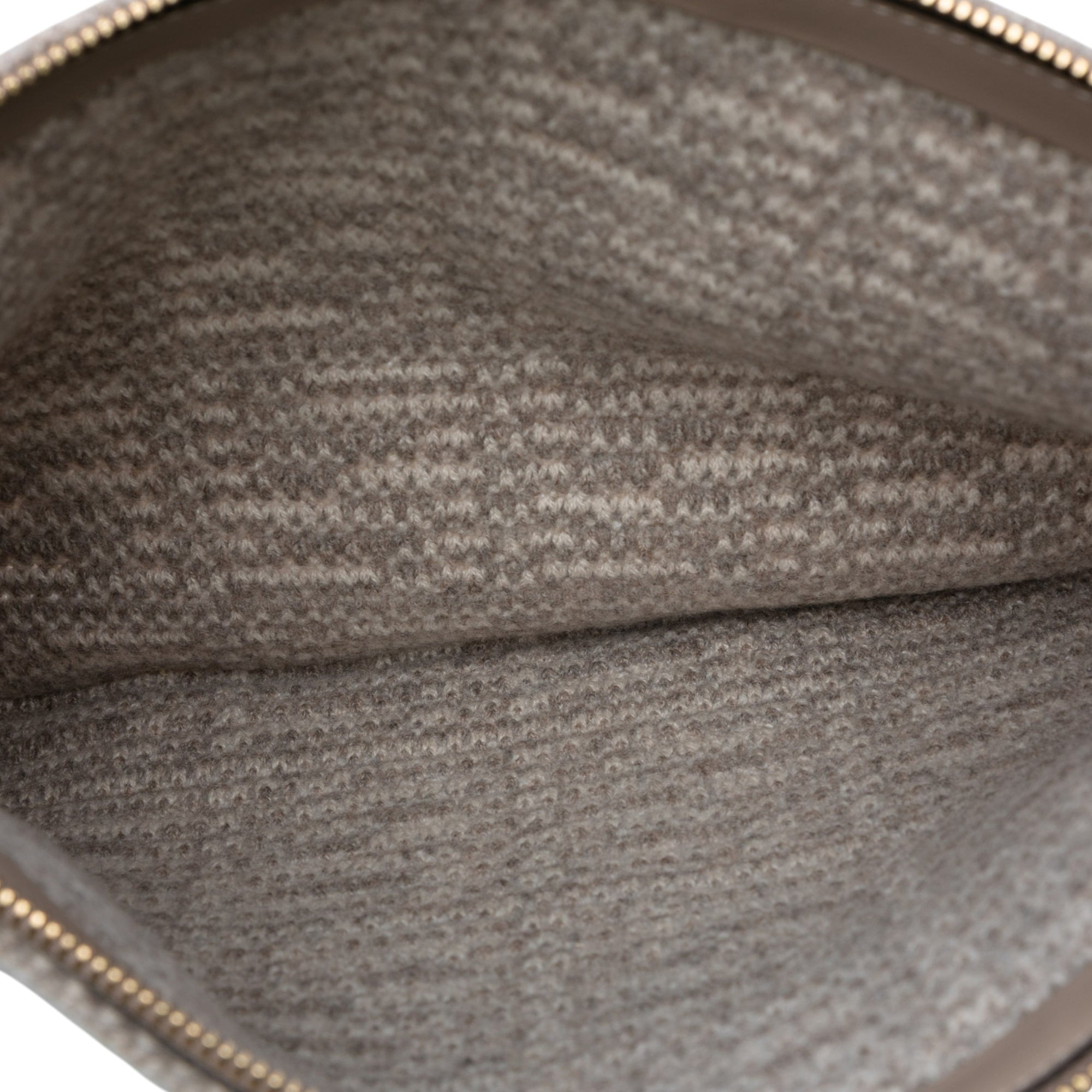 Large Woven Fabric and Calfskin FF Flat Pouch