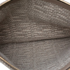 Large Woven Fabric and Calfskin FF Flat Pouch