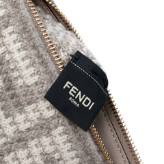 Large Woven Fabric and Calfskin FF Flat Pouch