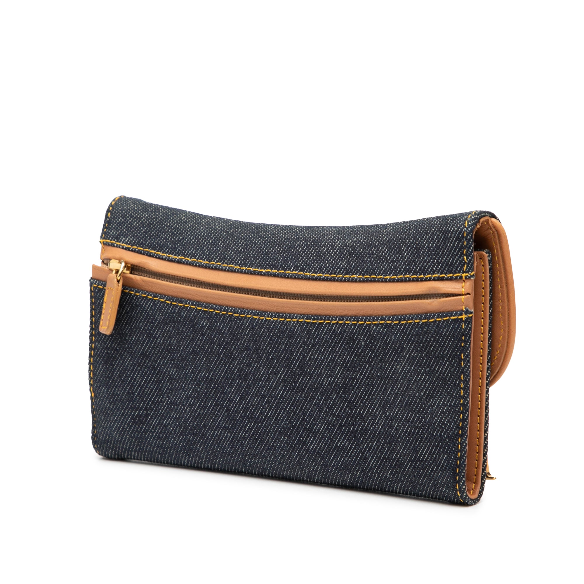 Denim Saddle Trifold Continental Wallet