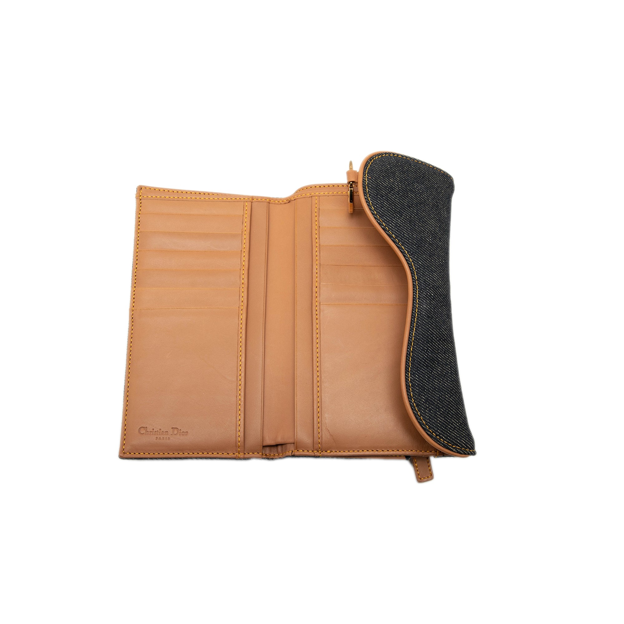 Denim Saddle Trifold Continental Wallet