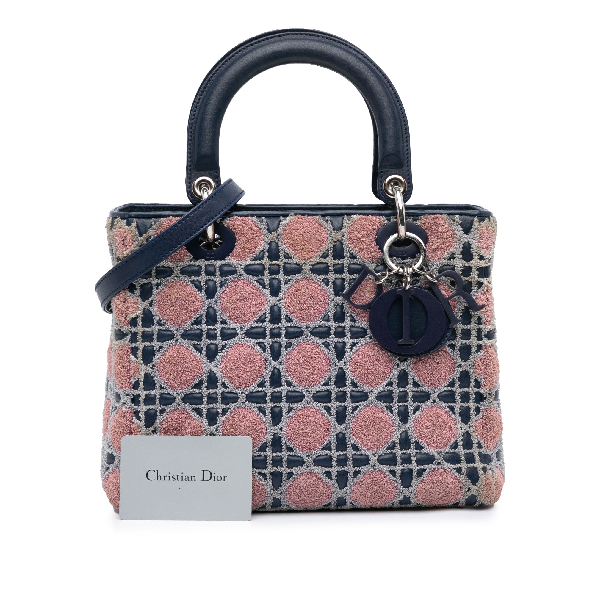 Medium Lambskin And Tweed Cannage Lady Dior
