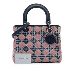 Medium Lambskin And Tweed Cannage Lady Dior