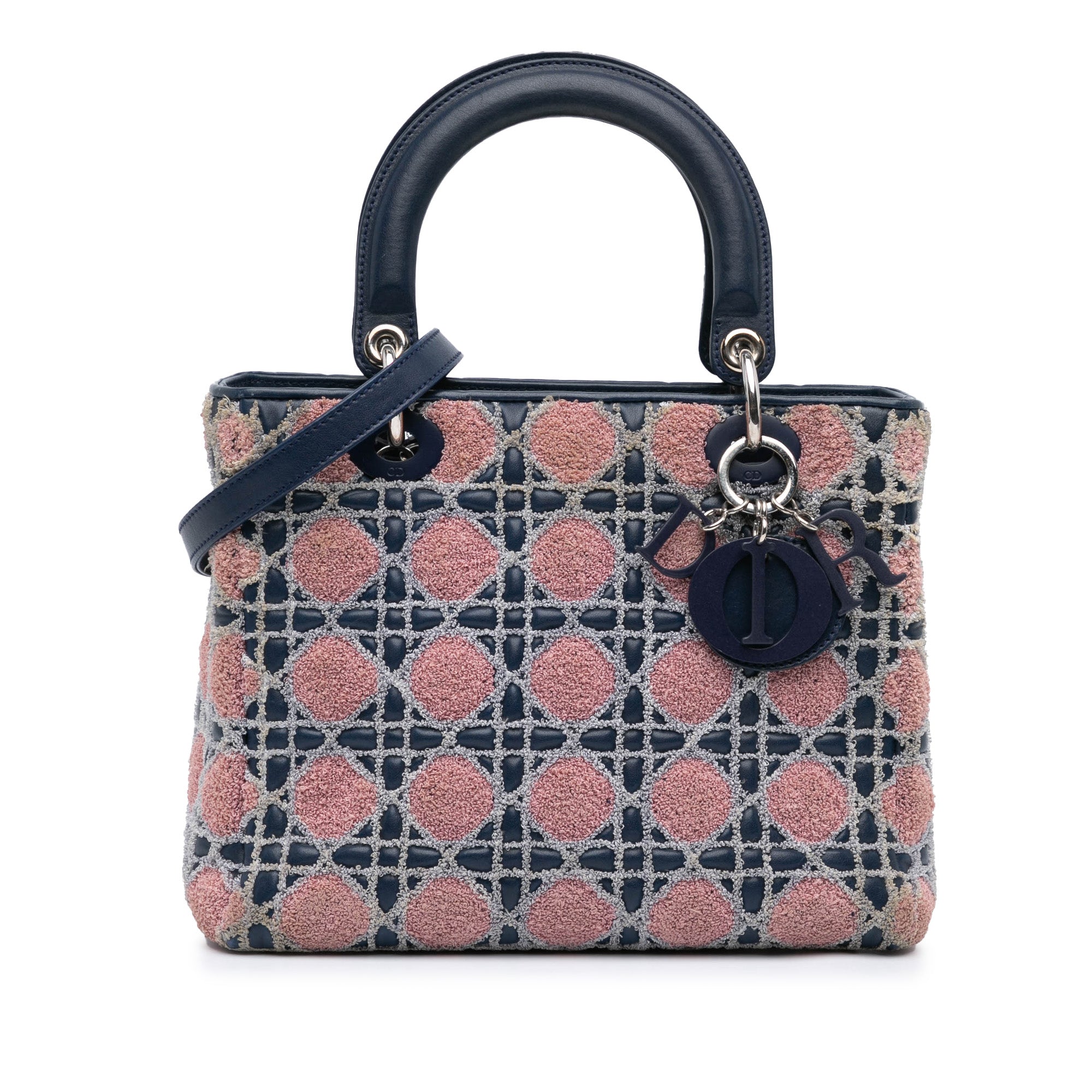 Medium Lambskin And Tweed Cannage Lady Dior