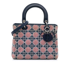 Medium Lambskin And Tweed Cannage Lady Dior
