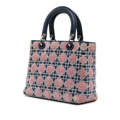 Medium Lambskin And Tweed Cannage Lady Dior