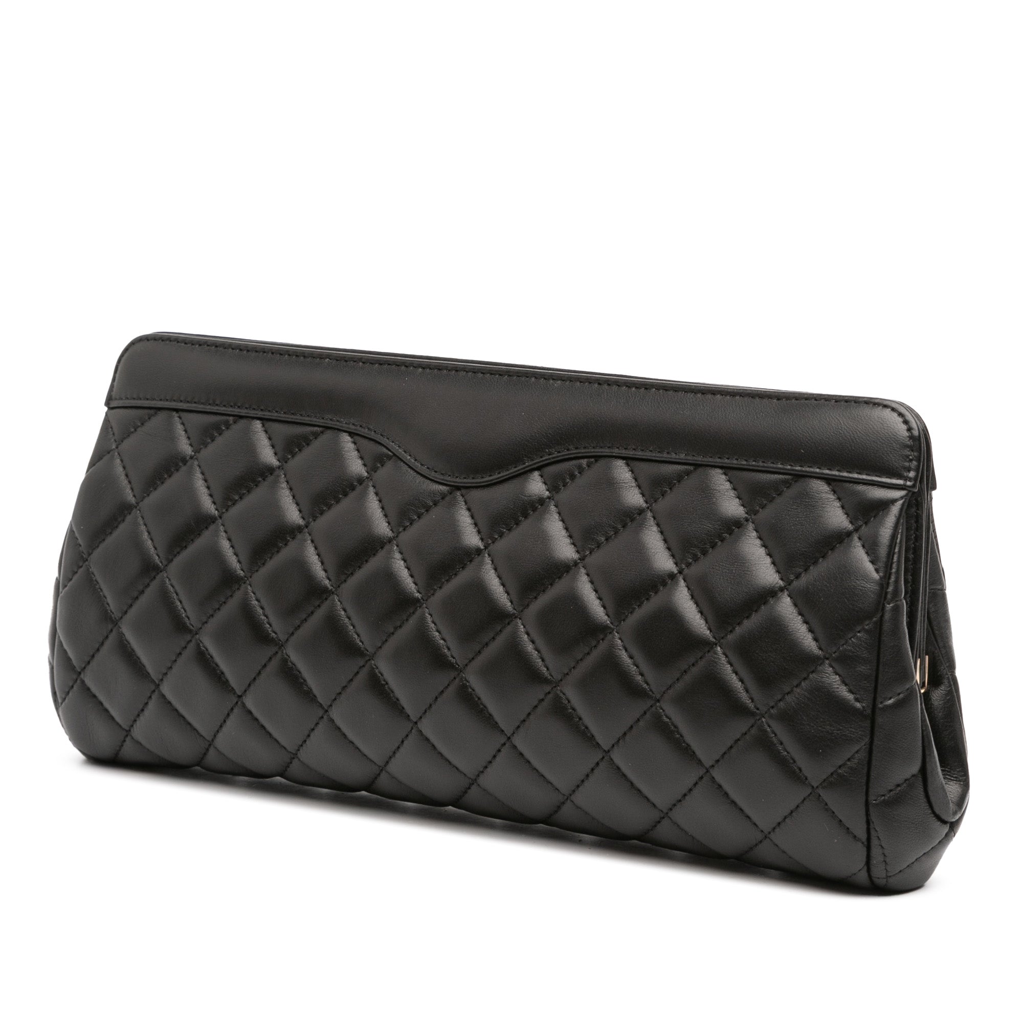 CC Quilted Lambskin Frame Clutch