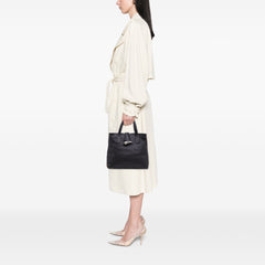 House Check Trimmed Grainy Calfskin Horn Toggle Tote