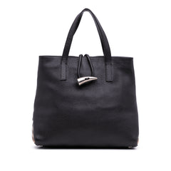 House Check Trimmed Grainy Calfskin Horn Toggle Tote
