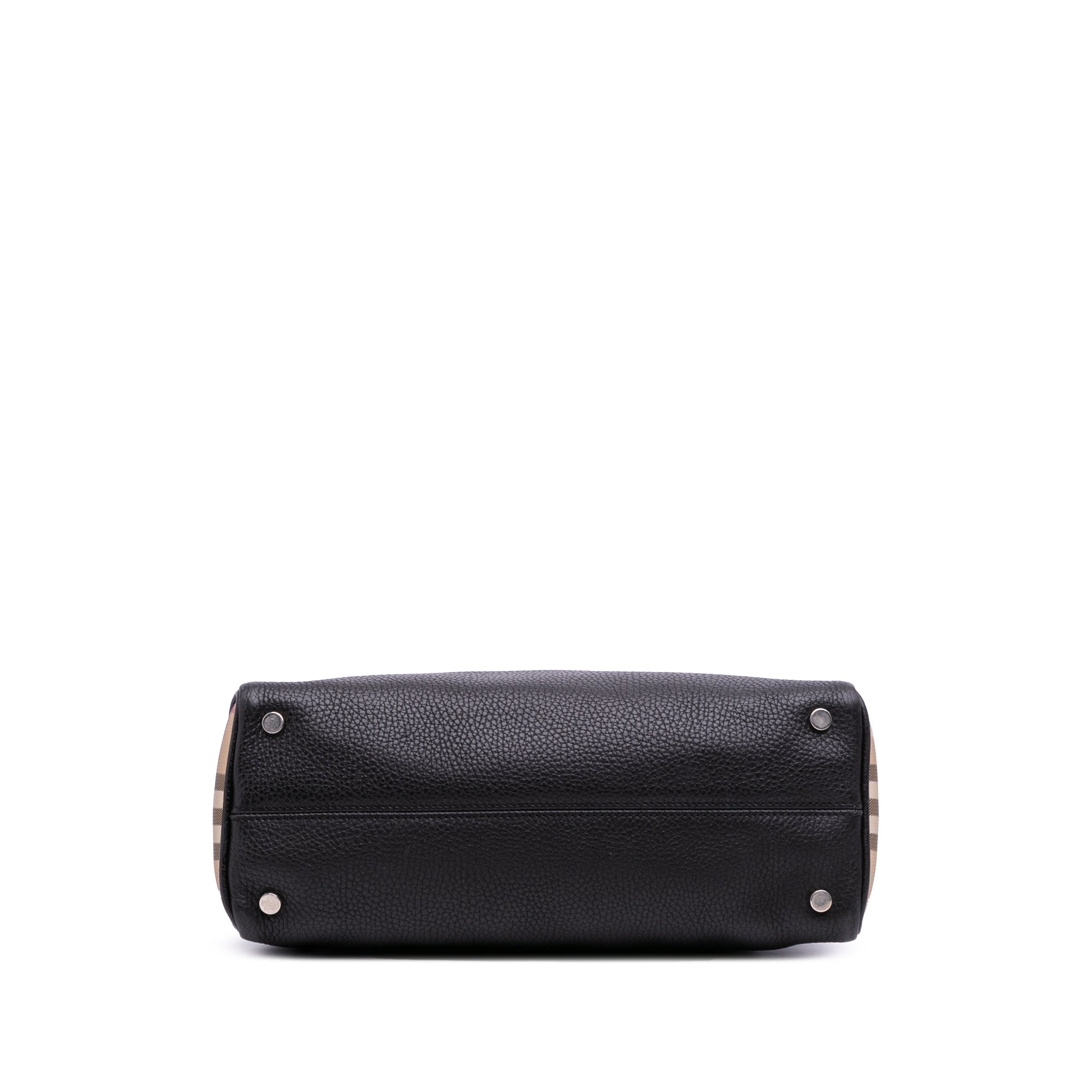 House Check Trimmed Grainy Calfskin Horn Toggle Tote
