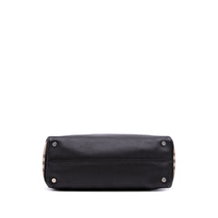 House Check Trimmed Grainy Calfskin Horn Toggle Tote