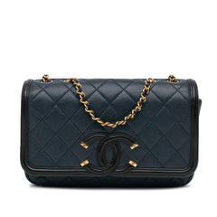 Small Bicolor Caviar CC Filigree Flap