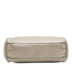 Small Calfskin Bamboo Shopper Satchel