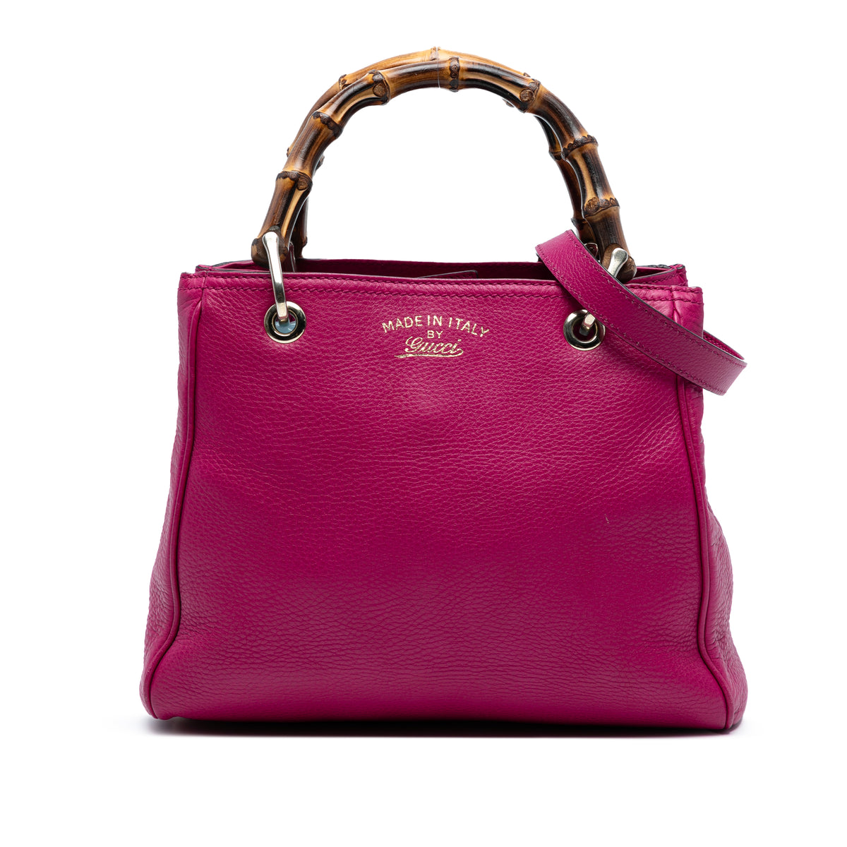 Small Calfskin Bamboo Shopper Satchel