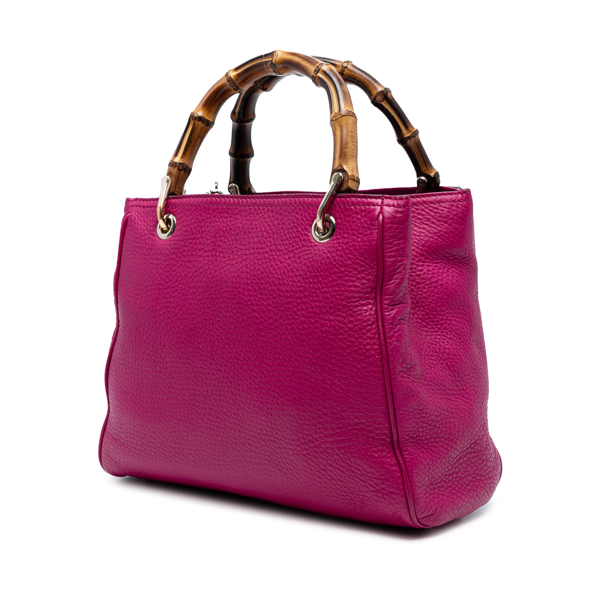 Small Calfskin Bamboo Shopper Satchel