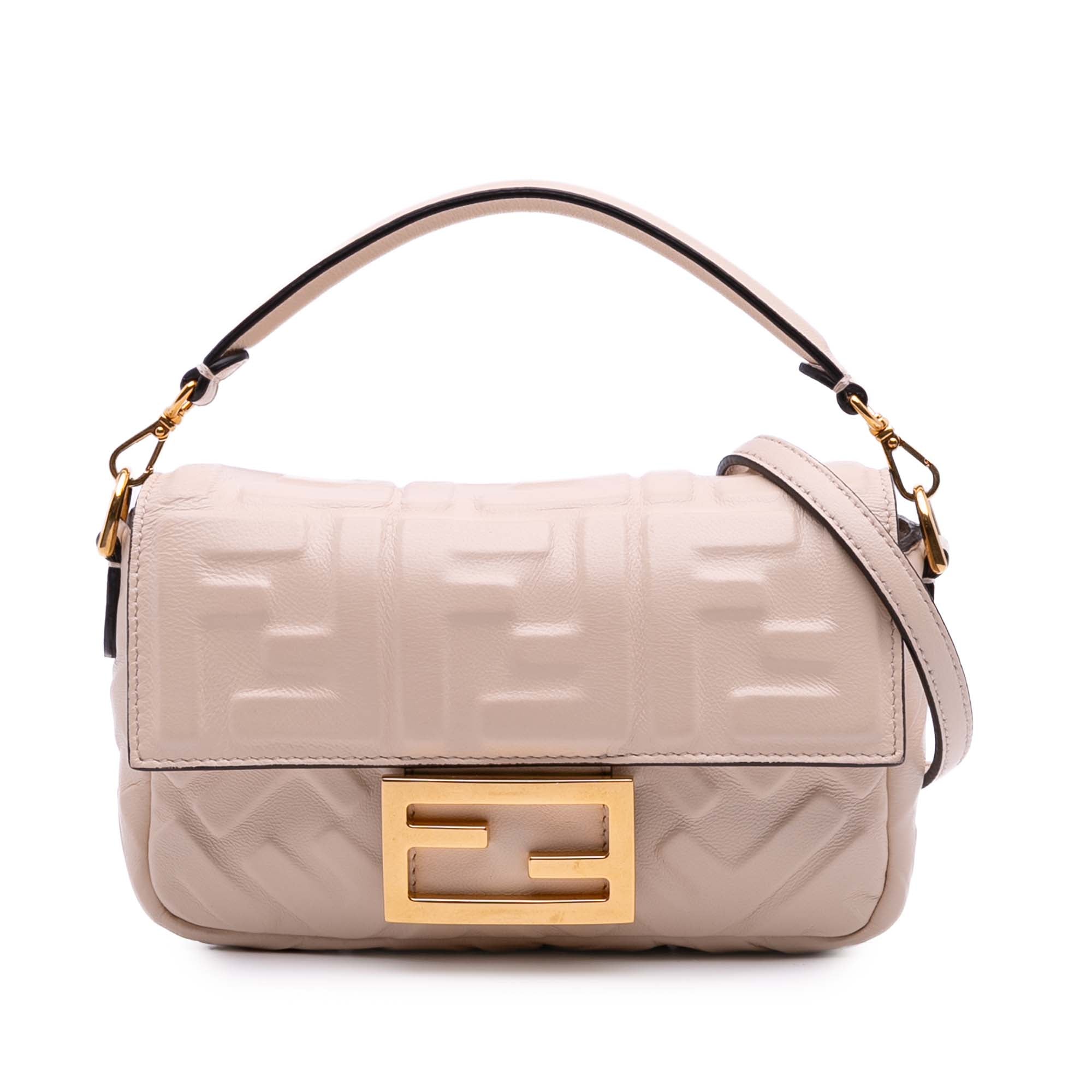 Mini Zucca Embossed Leather Baguette Satchel
