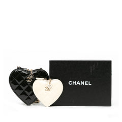 Quilted Patent Calfskin CC Heart Clutch With Chain