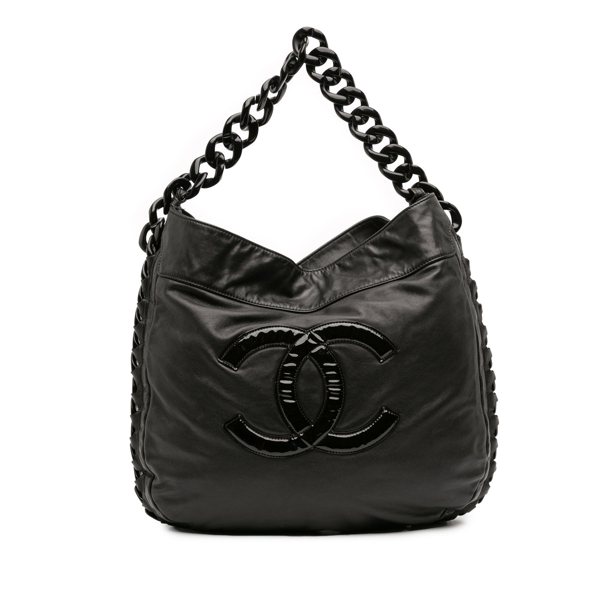 Calfskin Modern Chain Rhodoid Hobo