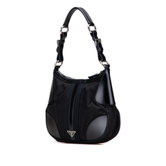 Leather Trimmed Tessuto Hobo