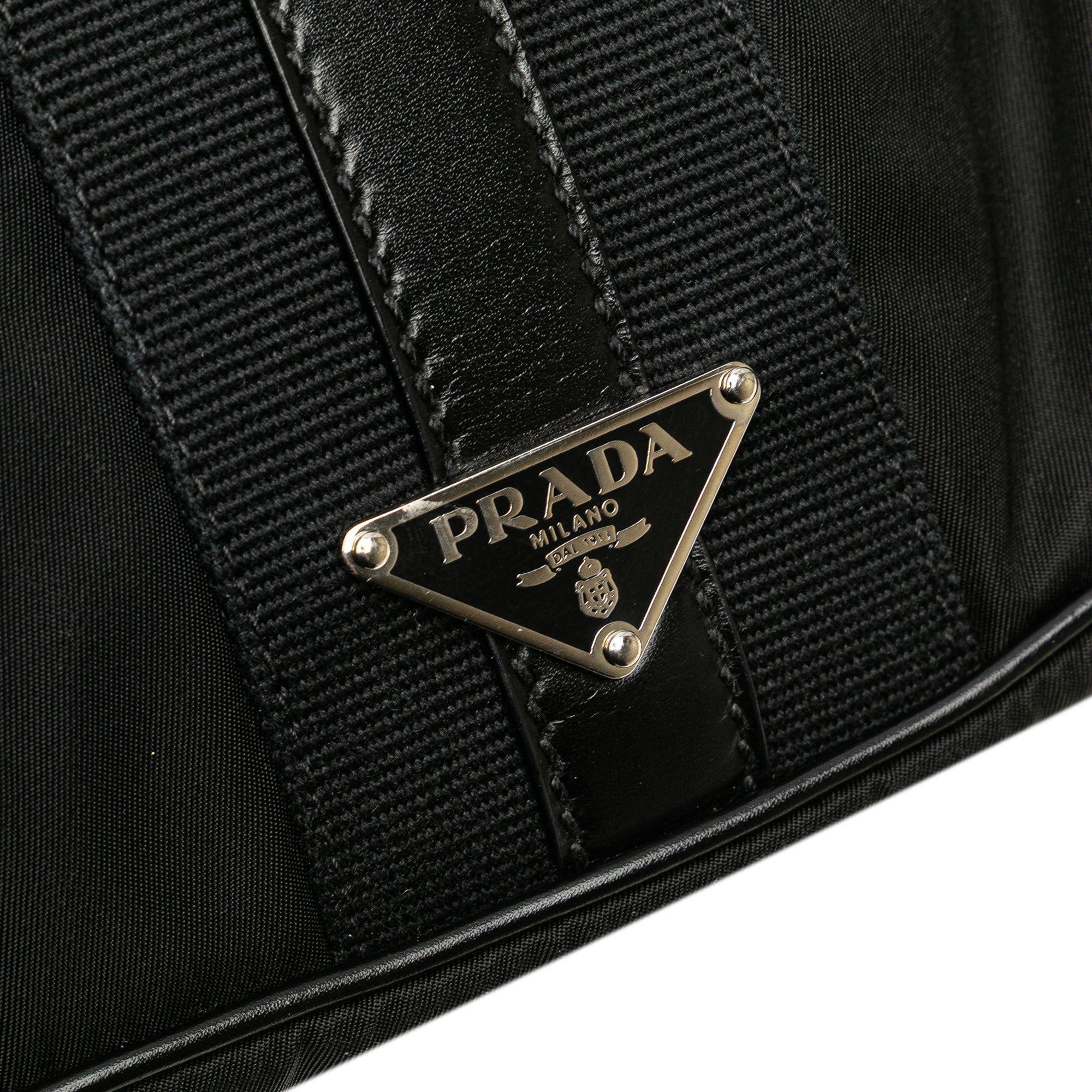 Leather Trimmed Tessuto Hobo