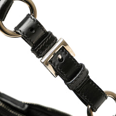 Leather Trimmed Tessuto Hobo
