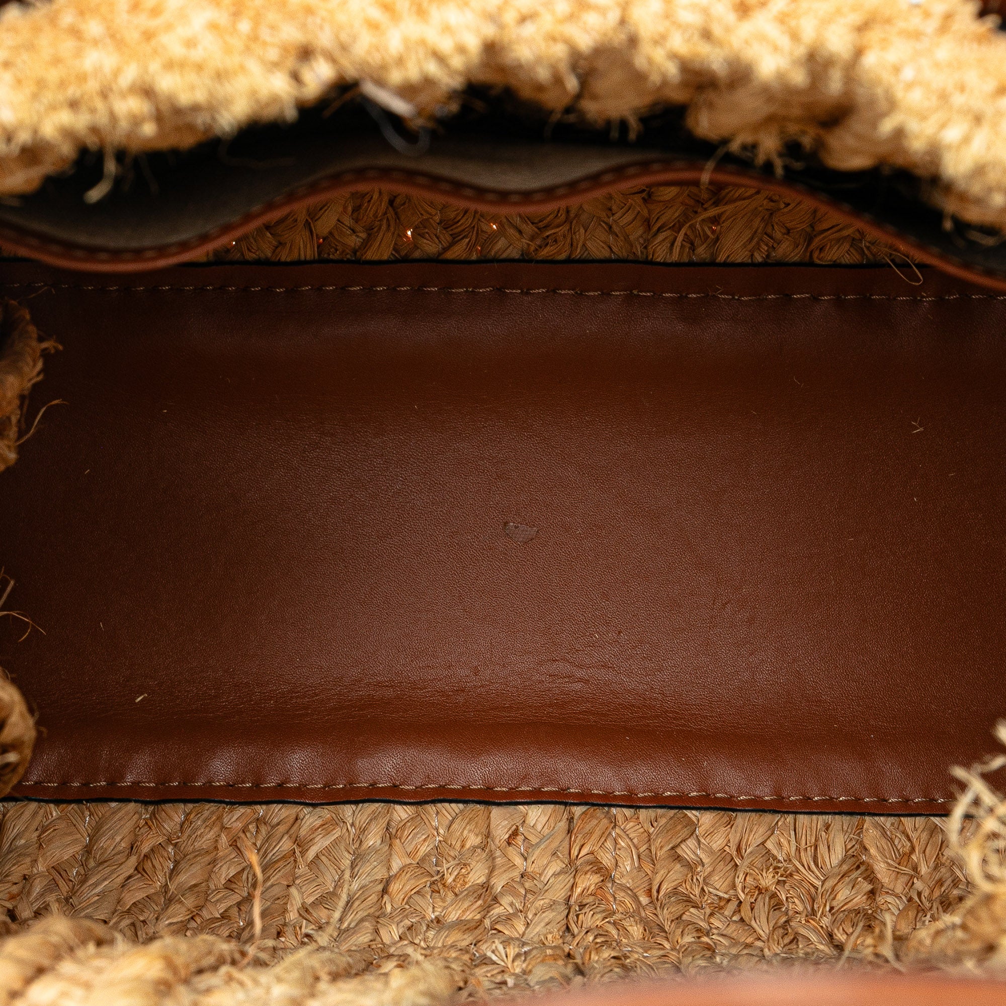 Small Raffia and Leather Gate Top Handle Bag