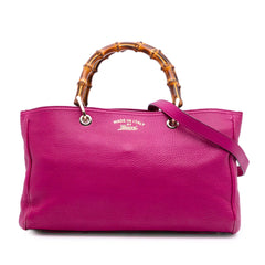 Medium Calfskin Bamboo Shopper Satchel