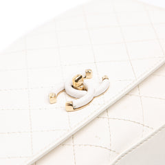 Medium Stitched Calfskin Covered CC Flap