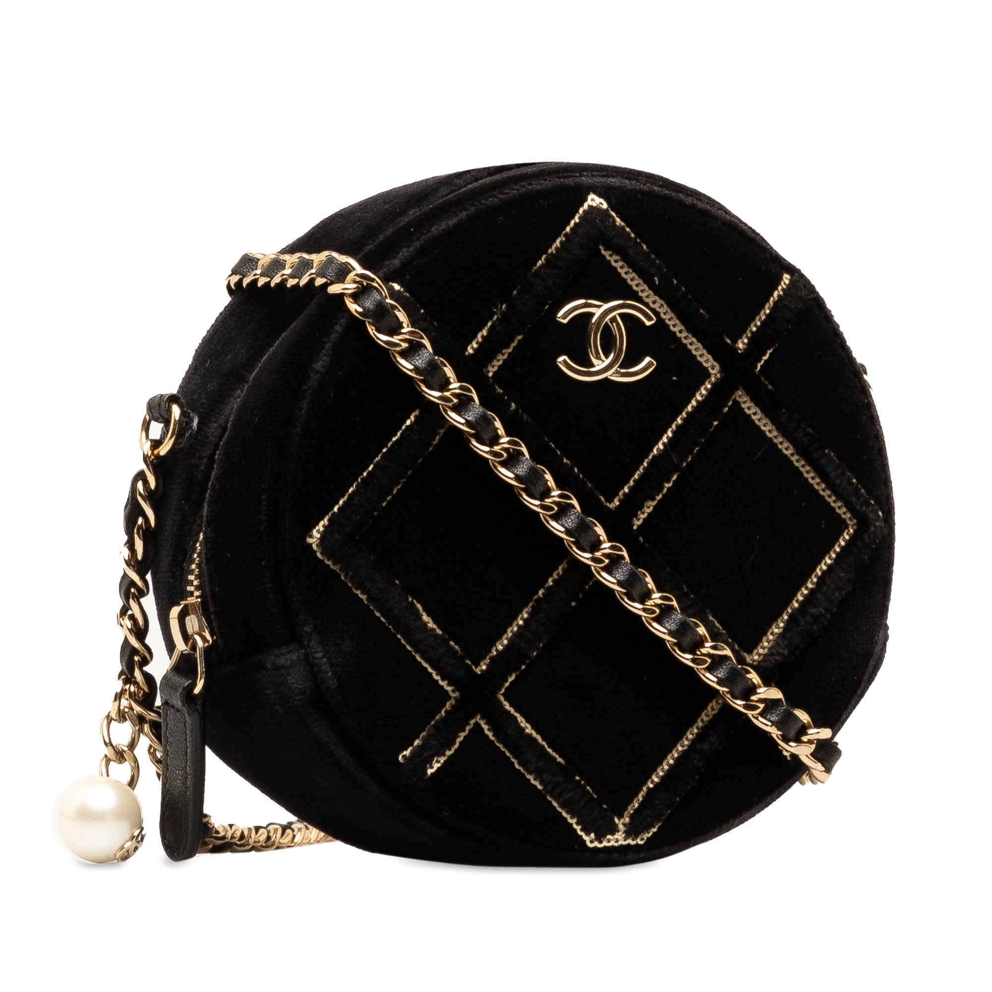 Velvet Pearl Sequin Round Crossbody