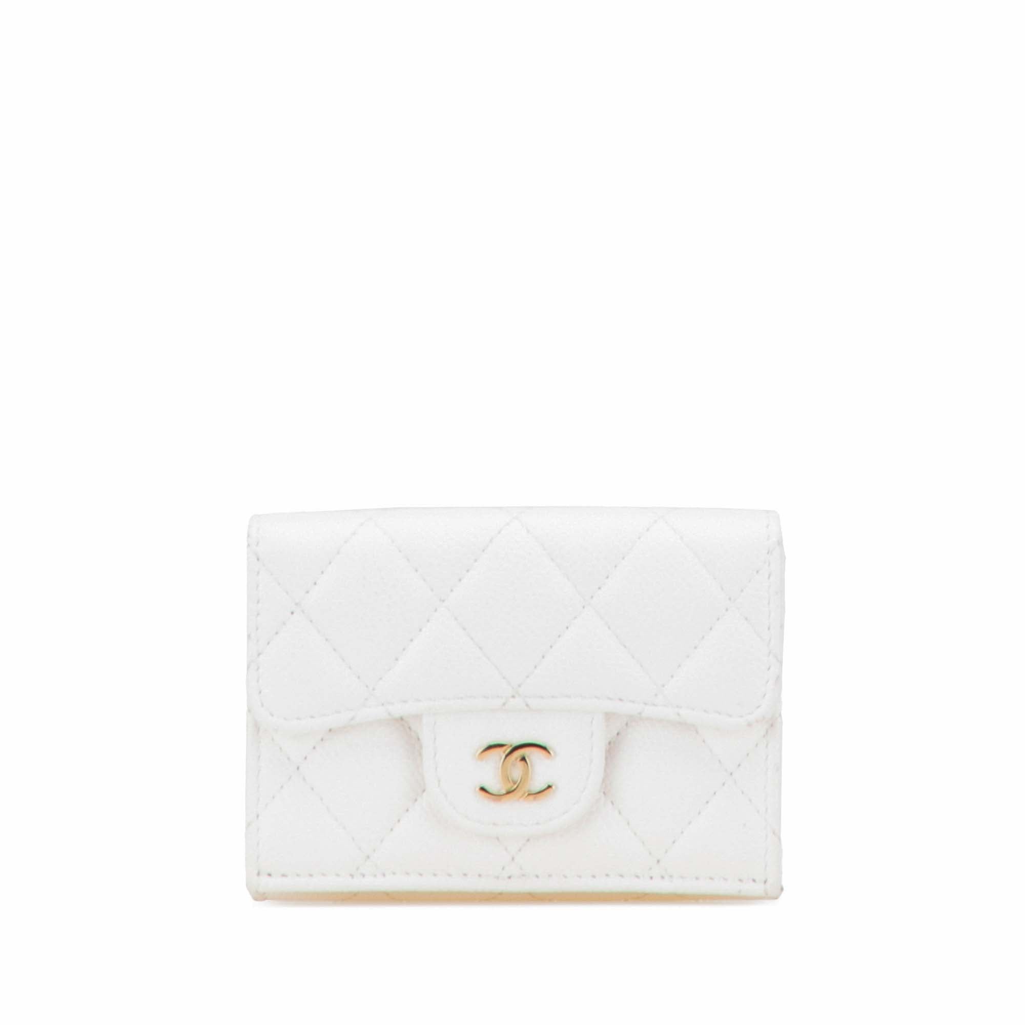 CC Quilted Caviar Trifold Flap Wallet