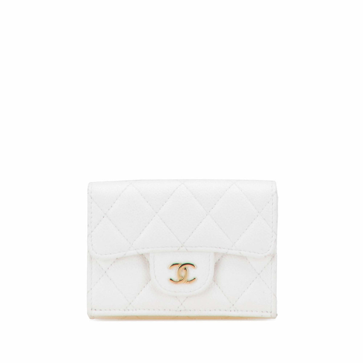 CC Quilted Caviar Trifold Flap Wallet