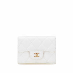 CC Quilted Caviar Trifold Flap Wallet