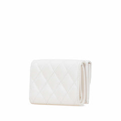 CC Quilted Caviar Trifold Flap Wallet