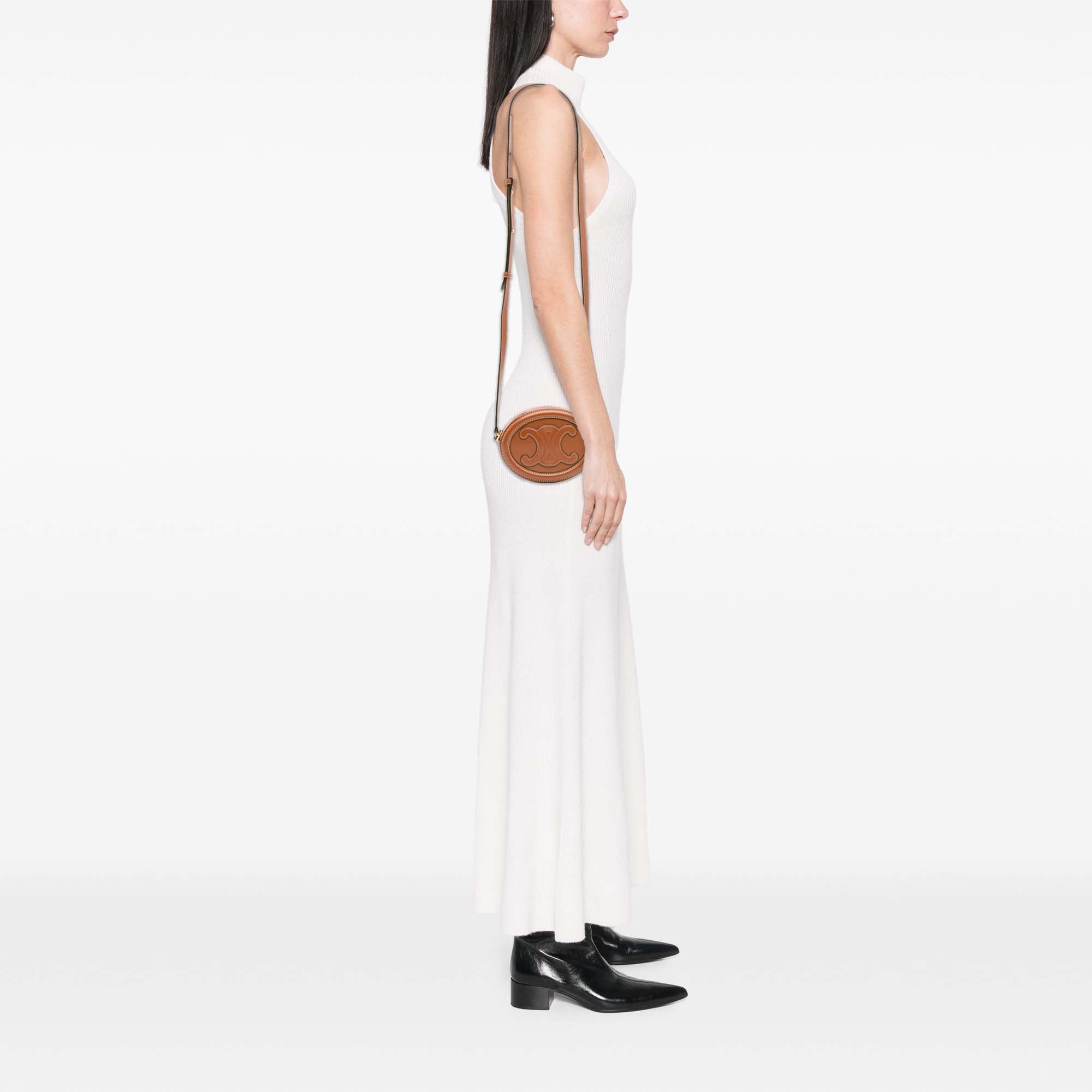 Small Calfskin Cuir Triomphe Oval Crossbody