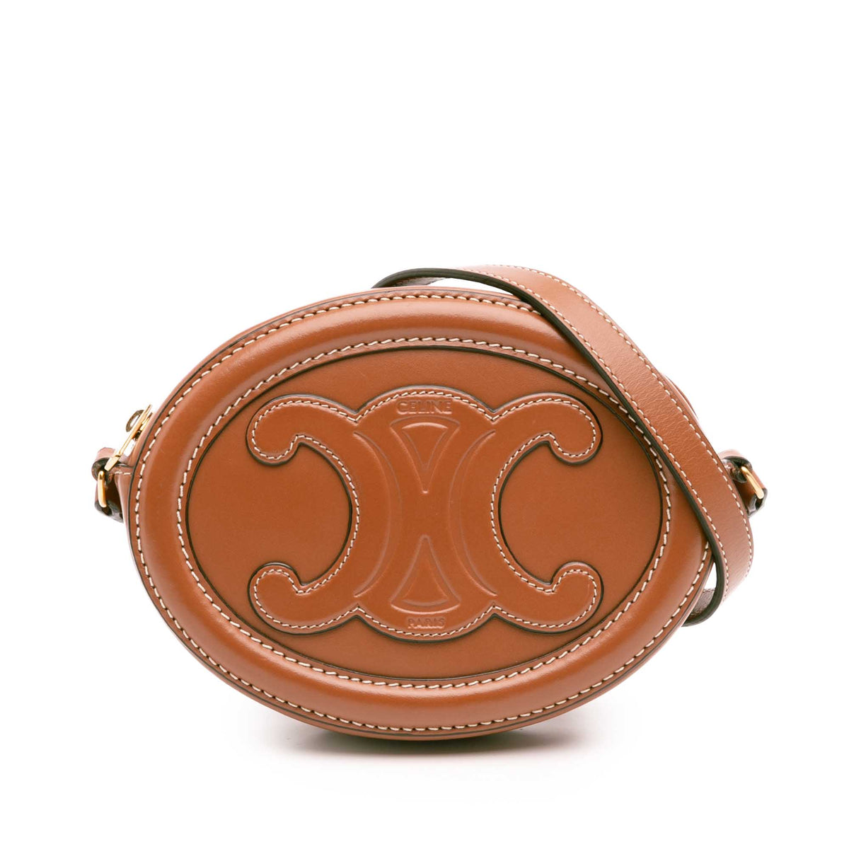 Small Calfskin Cuir Triomphe Oval Crossbody