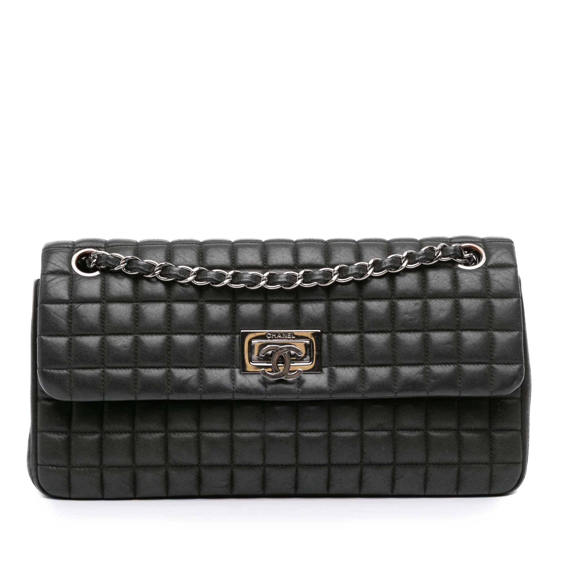 Chocolate Bar Iridescent Calfskin Bubble Flap