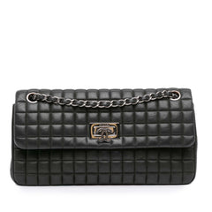 Chocolate Bar Iridescent Calfskin Bubble Flap