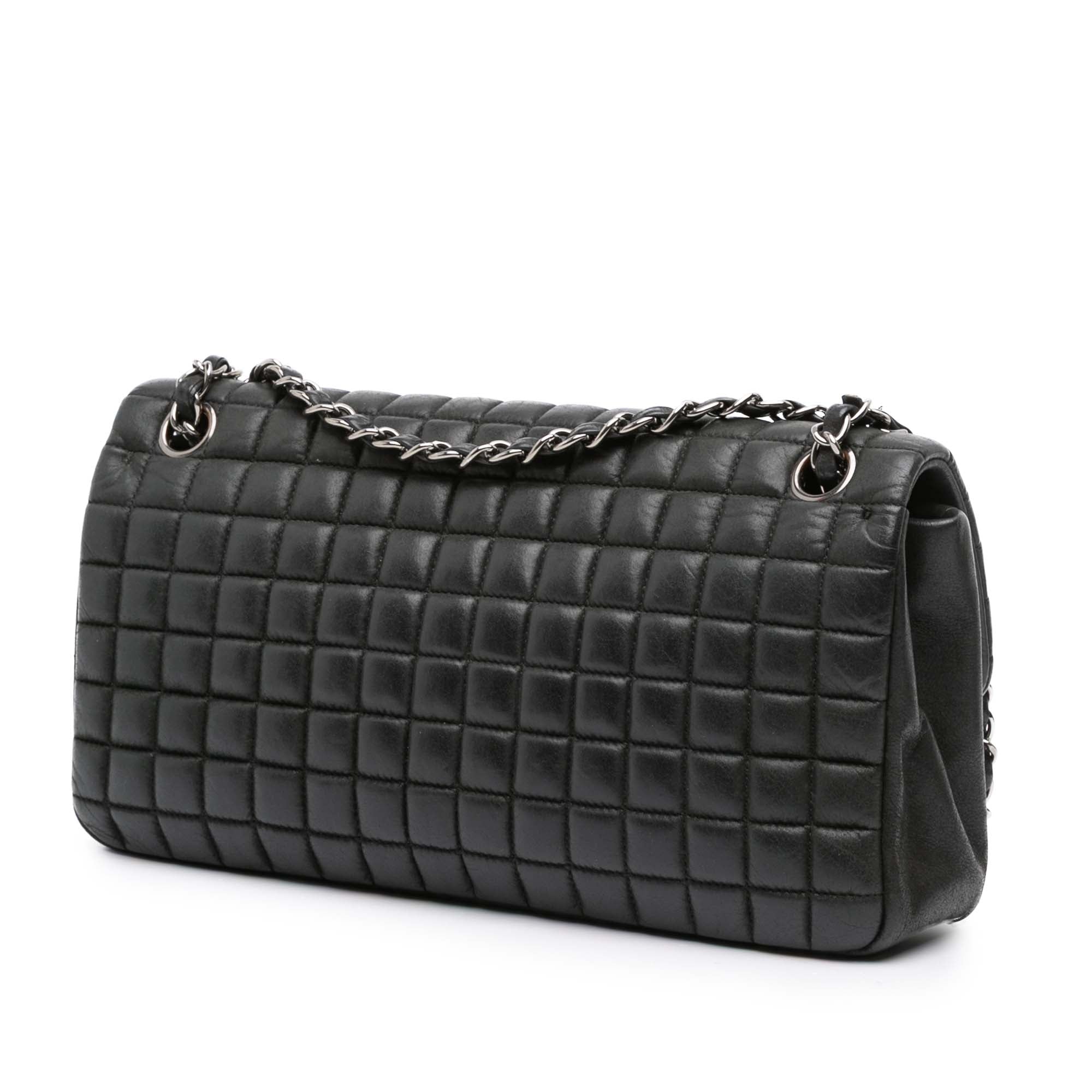 Chocolate Bar Iridescent Calfskin Bubble Flap