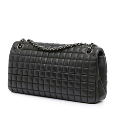 Chocolate Bar Iridescent Calfskin Bubble Flap