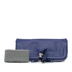 Calfskin Skull Padlock Foldover Clutch