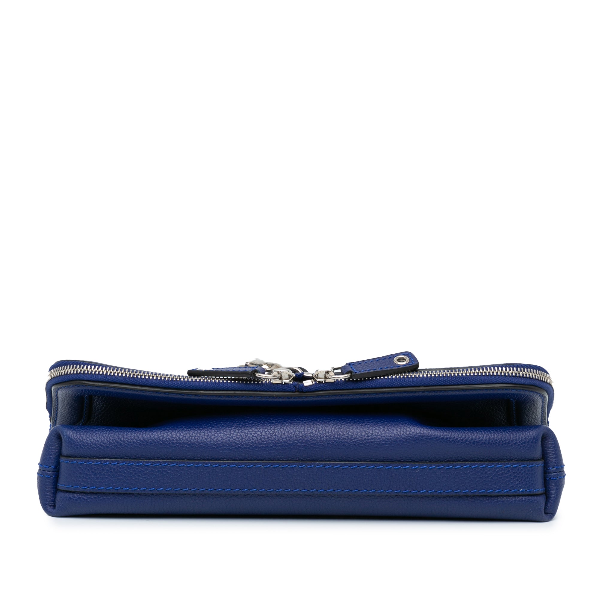 Calfskin Skull Padlock Foldover Clutch