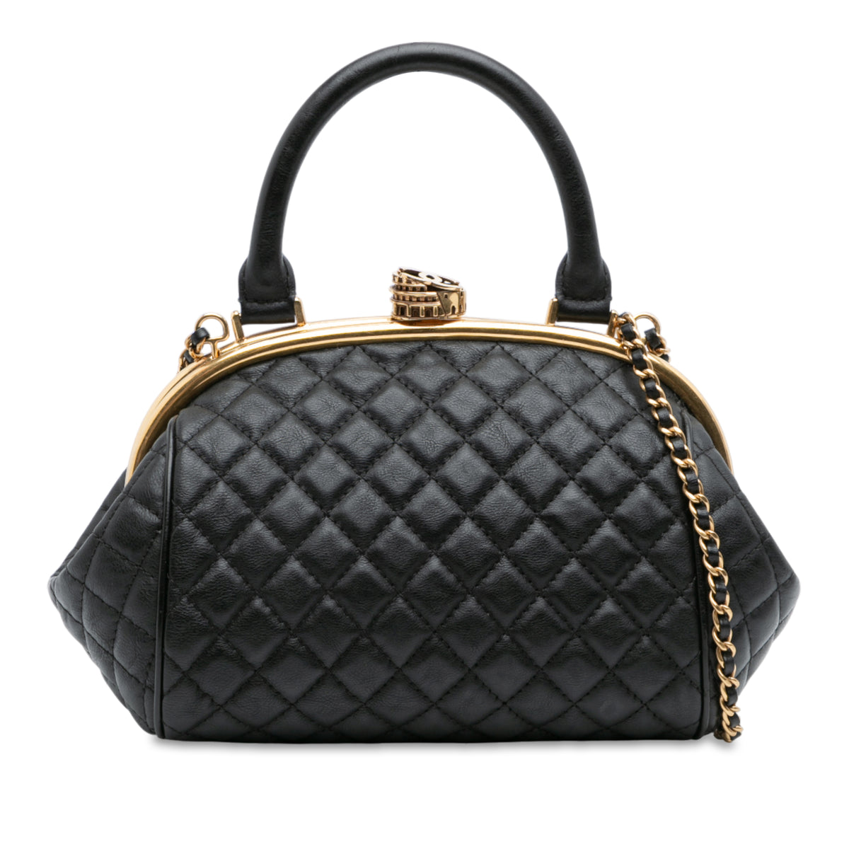 Paris Rome Quilted Calfskin Colosseum Lock Frame Bowling Bag