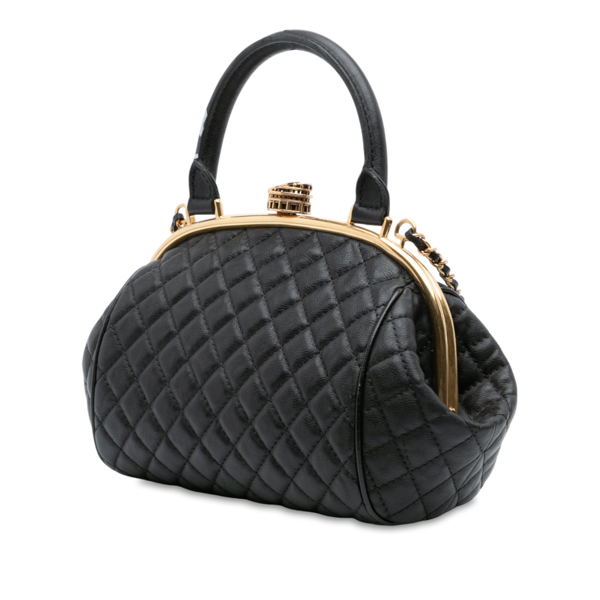 Paris Rome Quilted Calfskin Colosseum Lock Frame Bowling Bag