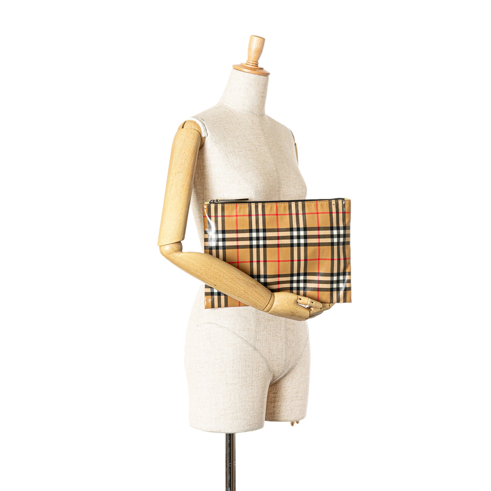 House Check Coated Canvas Clutch