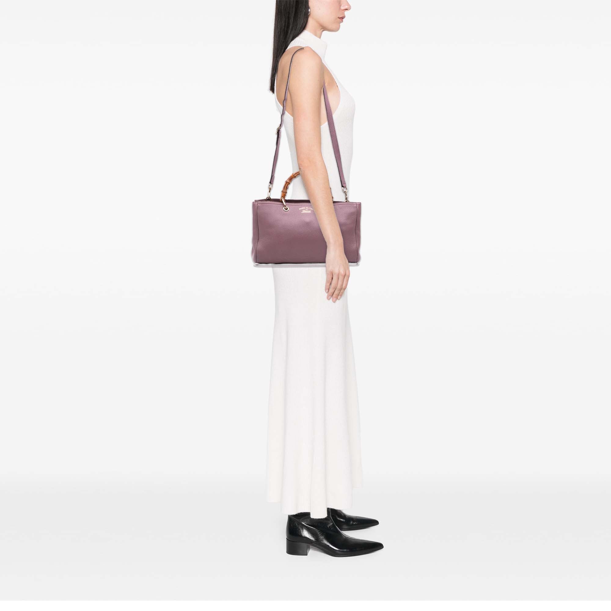 Medium Calfskin Bamboo Shopper Satchel