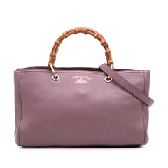 Medium Calfskin Bamboo Shopper Satchel