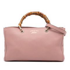 Medium Calfskin Bamboo Shopper Satchel