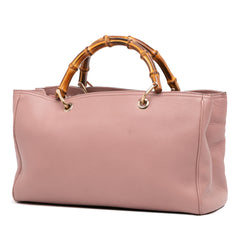 Medium Calfskin Bamboo Shopper Satchel