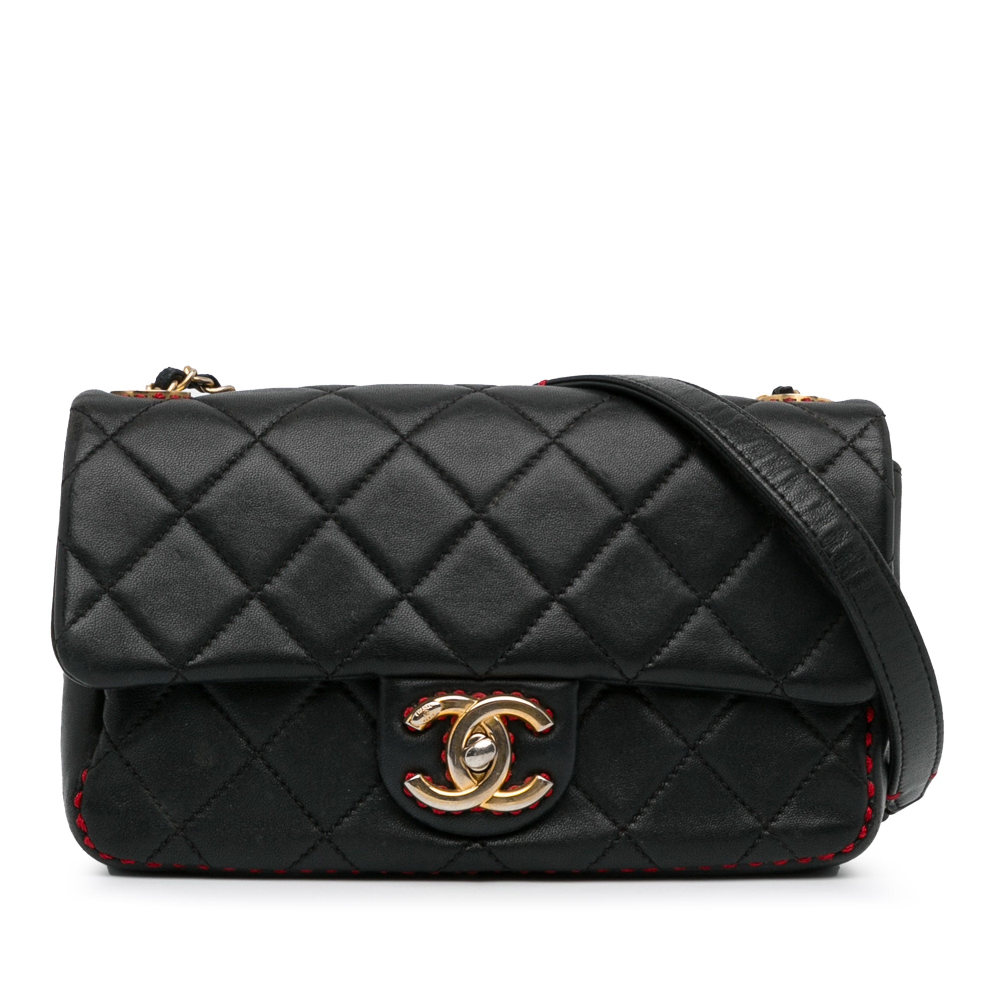 CC Quilted Lambskin Stitched Single Flap_0