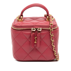 Mini CC Quilted Lambskin Top Handle Vanity Case With Chain